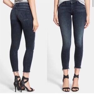 MOTHER denim the looker ankle fray 26 black dark wash skinny‎ jean high rise
